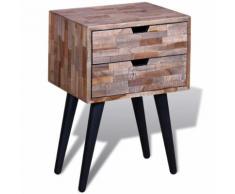 vidaXL Comodino con 2 Cassetti in Legno di Recupero di Teak