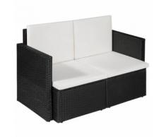 vidaXL Divano da Giardino a 2 Posti con Cuscini in Polyrattan Nero