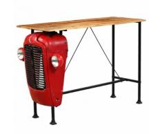 vidaXL Tavolino da Bar Trattore in Mango Massello 60x150x107cm Rosso