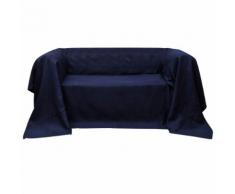 vidaXL Fodera per divano in micro-camoscio blu marino 210 x 280 cm
