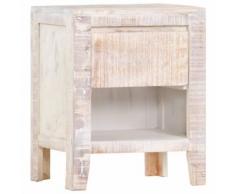 vidaXL Comodino Bianco 40x30x50 cm Legno Massello di Acacia