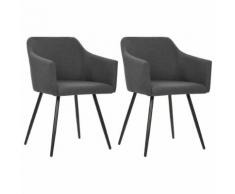 vidaXL Sedie per Sala da Pranzo 2 pz in Tessuto Grigio Scuro