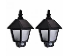 vidaXL Lampada da parete da giardino solare con sensore di movimento 2 pezzi