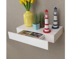 vidaXL Mensola per Pareti con Cassetto Bianco MDF per Libri/DVD
