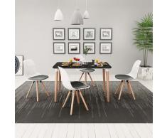 vidaXL 5 Pz Set Tavolo e Sedie Sala da Pranzo Nero e Bianco