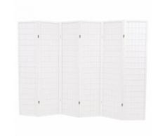 vidaXL Paravento Pieghevole 6 Ante Stile Giapponese 240x170cm Bianco
