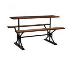 vidaXL Tavolo da Bar con Panche in Massello di Recupero 180x50x107 cm