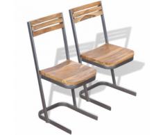 vidaXL 2 Pz Sedie Sala da Pranzo in Legno Massello di Teak
