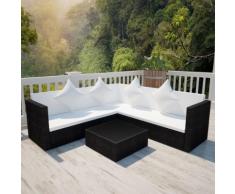 vidaXL Set Divani da Giardino 4 pz con Cuscini in Polyrattan Nero