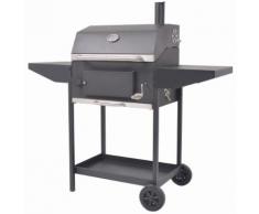 vidaXL Barbecue a Carbonella con Ripiano Inferiore Nero