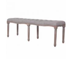 vidaXL Panca in Legno Massello e Lino 150x40x48 cm Grigio Chiaro