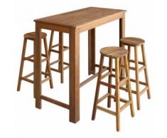 vidaXL Tavolo e Sedie da Bar Set 5 pz in Legno Massello di Acacia