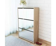 vidaXL Scarpiera a 3 Strati con Specchio Rovere 63x17x102,5 cm