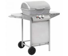 vidaXL Barbecue a Gas con Griglia 2 Fornelli Argento Acciaio Inox
