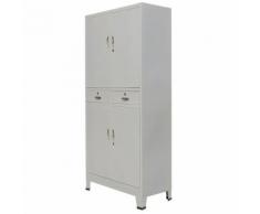 vidaXL Armadio per Ufficio con 4 Ante Acciaio 90x40x180 cm Grigio