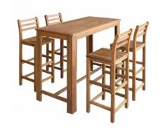 vidaXL Set Tavolo e Sedie da Bar 5 pz in Legno Massello di Acacia