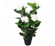 vidaXL Ortensia Pianta Artificiale con Vaso 60 cm Bianca