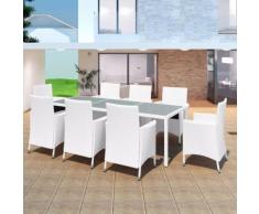 vidaXL Set da Pranzo da Giardino 9 pz in Polyrattan Bianco Crema