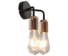 vidaXL Lampada da Parete con Lampadine 2 W Nero e Rame E27