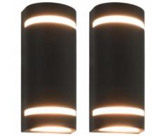 vidaXL Lampade da Parete da Esterno 2 pz 35 W Nere Semicircolari