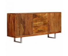 vidaXL Credenza in Massello di Acacia con Ante Intagliate 158x40x75 cm