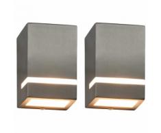 vidaXL Lampade da Parete da Esterno 2 pz 35 W Argento Rettangolari