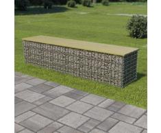 vidaXL Panchina Gabbione 180 cm in Acciaio Zincato e Legno di Pino FSC