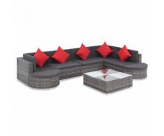 vidaXL Set Divani da Giardino 8 pz con Cuscini in Polyrattan Grigio