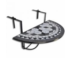 vidaXL Tavolo da Balcone Sospeso Nero e Bianco a Mosaico