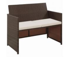 vidaXL Divano da Giardino a 2 Posti con Cuscini Marrone in Polyrattan