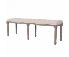 vidaXL Panca in Legno Massello e Lino 150x40x48 cm Bianco Crema