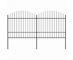 vidaXL Recinzione Giardino Punta a Lancia (1,5-1,75)x3,4m Acciaio Nera