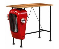 vidaXL Tavolino da Bar Trattore in Mango Massello 60x120x107cm Rosso