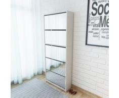 vidaXL Scarpiera 5 Strati a Specchio Bianca 63x17x169,5 cm