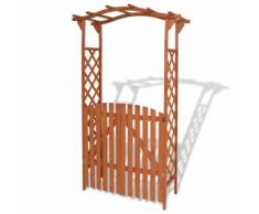 vidaXL Arco da Giardino con Cancello in Legno Massello 120x60x205 cm