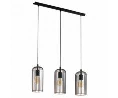 EGLO Lampadario da Soffitto Roccamena con 3 Lampade Nero e Rame