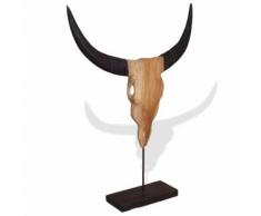 vidaXL Scultura Teschio di Toro in Teak 66x15x88 cm