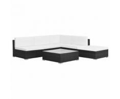 vidaXL Set Divani da Giardino 6 pz con Cuscini in Polyrattan Nero