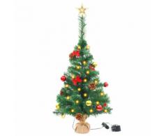 vidaXL Albero di Natale Artificiale Decorato Palline e LED 64 cm Verde