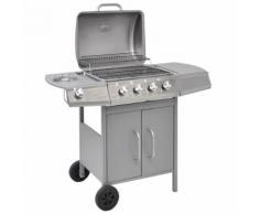 vidaXL Griglia Barbecue a Gas 4+1 Fornelli Argento