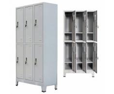 vidaXL Armadio con 6 Armadietti in Acciaio 90x45x180 cm Grigio
