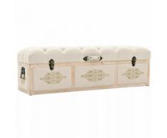 vidaXL Cassapanca in Legno Massello e Tessuto 120x32x38 cm