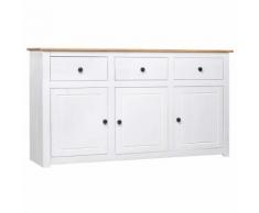 vidaXL Credenza Bianca 135x40x80 cm in Massello di Pino Panama Range