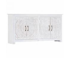 vidaXL Credenza Artigianale Bianca 140x30x70cm Legno Massello Acacia