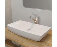 vidaXL Lavello Bianco in Ceramica di Lusso Rettangolare 71 x 39 cm