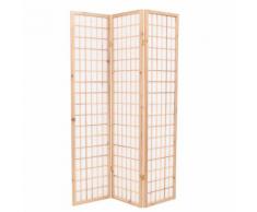 vidaXL Paravento Pieghevole 3 Ante Stile Giapponese 120x170cm Naturale