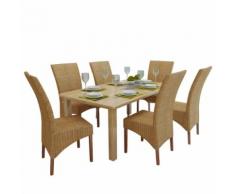 vidaXL Sedie Sala da Pranzo 6 Pz in Rattan Marrone