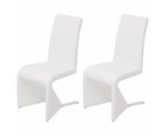vidaXL vidaX Set 2 Sedie a Sbalzo per Sala da Pranzo in Pelle Sintetica Bianca
