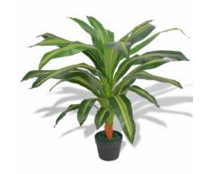 vidaXL Dracena Pianta Artificiale con Vaso 90 cm Verde