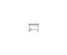 Homcom Scrivania Tavolo Porta PC con due Ripiani con Ruote in Legno MDF, Bianco, 100x36x88cm